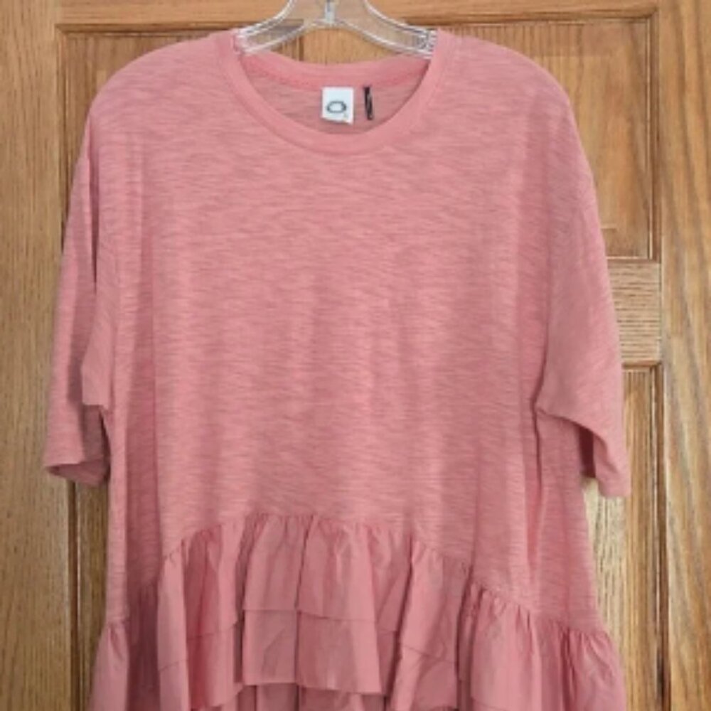 Anthropologie Akemi & Kin Flounce Ruffle Peplum Dusty Pink Long Sleeve Top XS